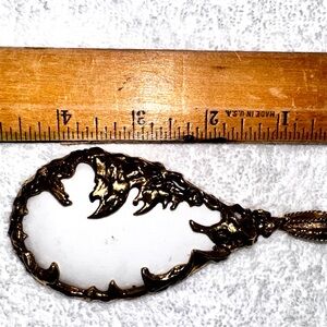 Vintage Gold and White Pendant 4”